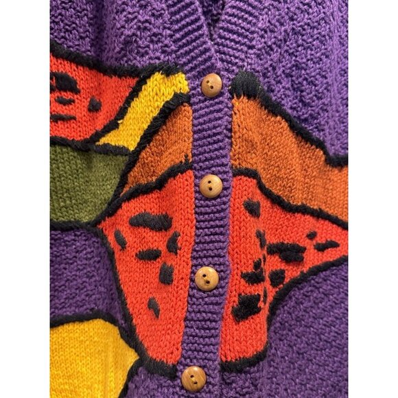 Vintage Tony Lambert Small Artsy Cardigan Sweater Colorful VTG Grandma Textured - Picture 4 of 7